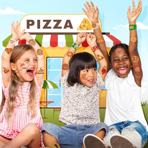 Pizza Party Favors Set - 24 Slap Bracelets & 36 Temporary Tattoos