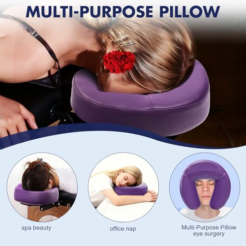 Universal Headrest Face Cushion Face Pillow for Massage Table and Massage Chair, Professional Massage Table Universal Face Head Neck Rest Pad with Soft Memory Foam (Purple)