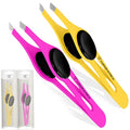 Professional Slanted Eyebrow Tweezers Set - Stainless Steel