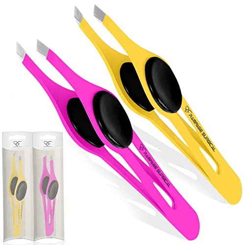 Professional Slanted Eyebrow Tweezers Set - Stainless Steel
