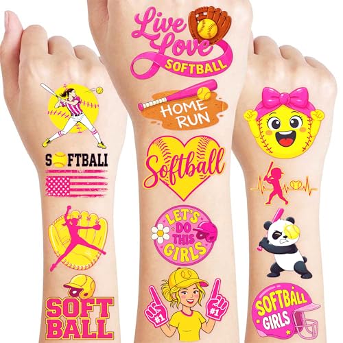 96PCS Softball Temporary Tattoos for Kids - Waterproof Sports Party Favors