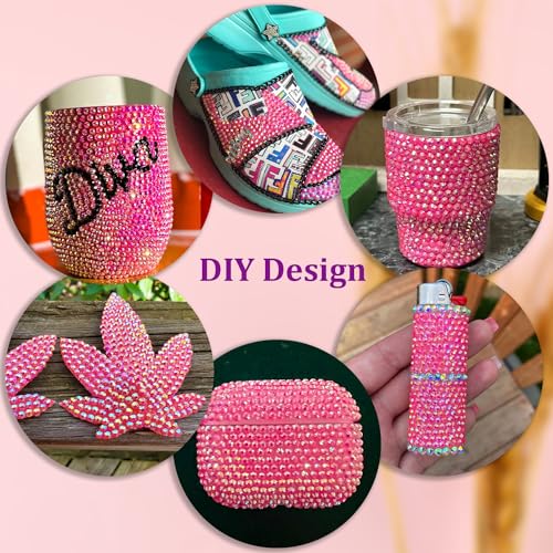 Pink AB Flatback Rhinestones Jewelry Crafting Kit with Glue, 2 Boxes & Tools