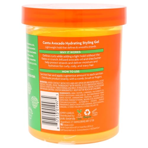 Cantu Avocado Paraben-free Hydrating Styling Gel, 18.5 Ounce