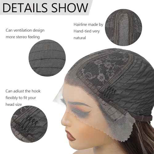 Ombre Blonde Balayage 613 Wavy Wig for Women 20 Inch Middle Part Lace Frontal Wig HD Lace Natural Looking Synthetic Heat Resistant Fiber Wig