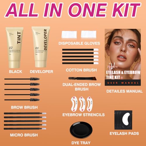 Vivandra Dark Brown Brow & Lash Color Kit - Waterproof & Gentle