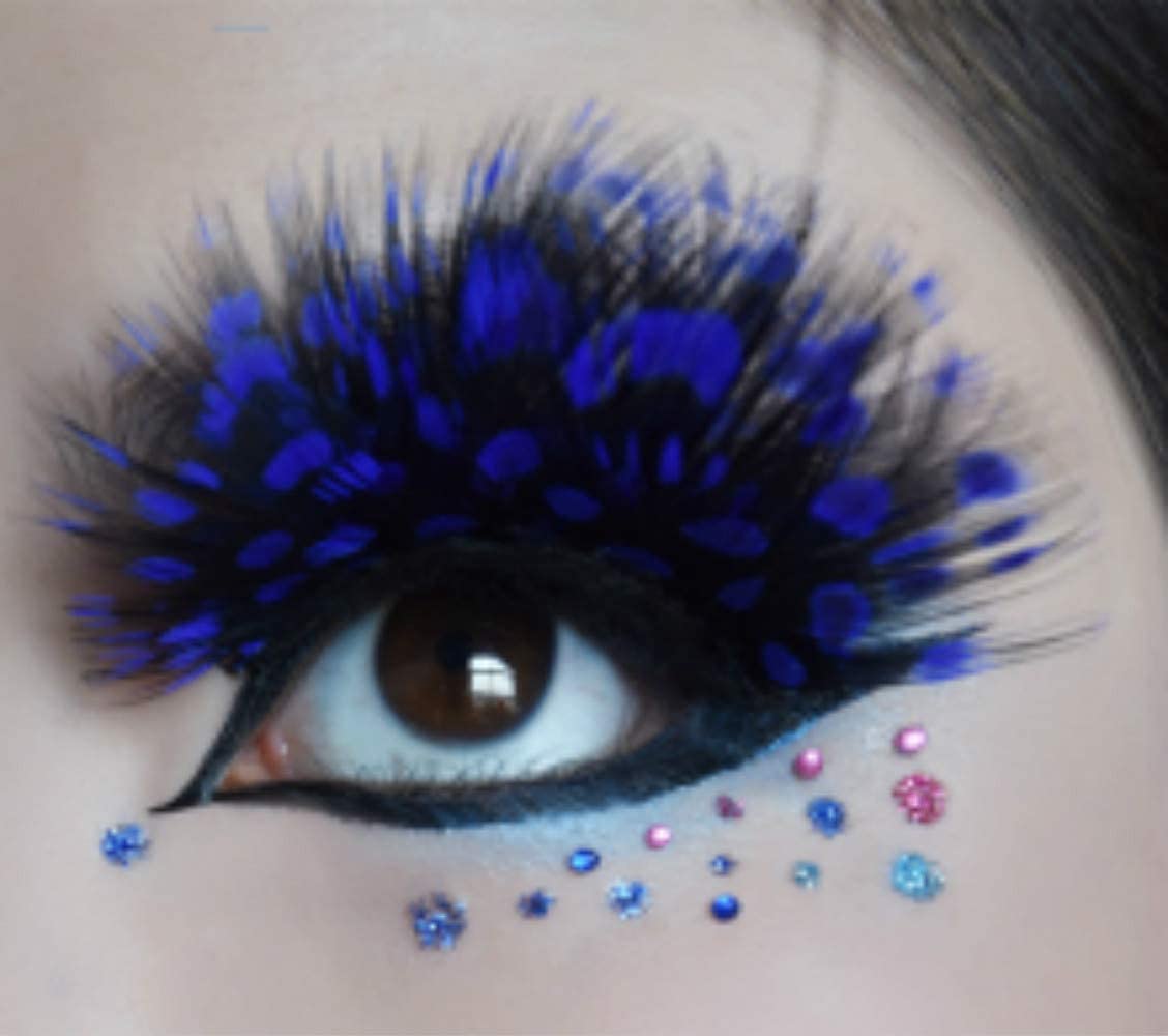 Dorisue Mermaid Party Lashes Anime lashes Blue Eyelashes Dark Blue colored Cosplay blue vessel lashes 3d False Eyelashes Extension for Women Girls Night show Costume lashes for woman