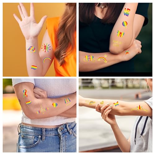 Rainbow Temporary Tattoos - 20 Sheets Pride Waterproof Body Art