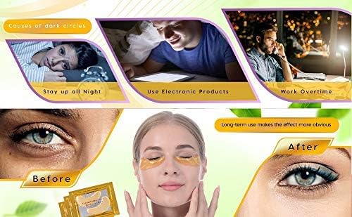 JUYOU 48Pcs/24Pairs 24K Gold Gel Crystal Collagen Eye Pads, Under Eye Mask for Moisturizing, Fine Lines, Dark Circles& Puffy Eyes Under Eye Patches