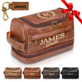 Personalized Leather Toiletry Bag for Men | Custom Engraved