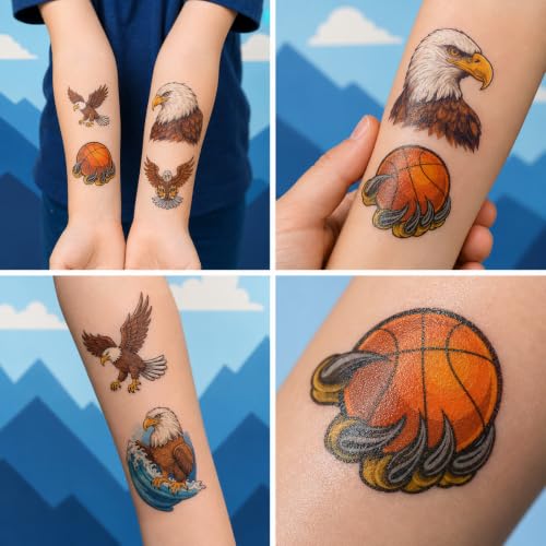 96 PCS Eagle Temporary Tattoos for Kids - Waterproof