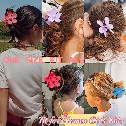 SCRMROIA Flower Hair Claw Clips, Big Large Floral Daisy Hair Clip, Strong Hold, Non Slip Jaw Matte Clips for Women Girls, Colorful Summer Beach Hair Accessories Gift (Set B)