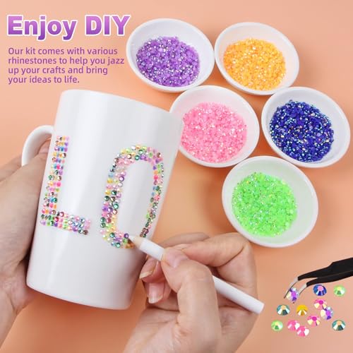 50,000 Pcs 3mm Flatback Resin Rhinestone Bedazzler Kit with Glue & Tools