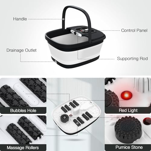 HOSPAN Collapsible Foot Spa with Heat, Massage & Red Light