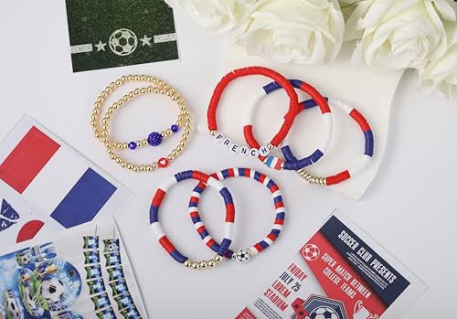 Poasrelax World Soccer Game-Day Cup Bracelets Set 7pcs - S-French Sports Fan Jewelry