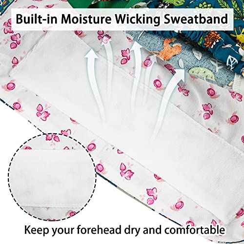 Scrub Caps Women Bouffant Scrub Hats Caps Nurses, Adjustable Working Cap Ponytail Pouch Tie Back Hats