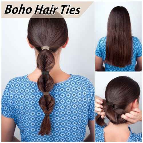 20 PCS Boho Ponytail Holders - 4 Neutral Colors, 5 Styles Hair Bands & Bracelets for Women's Thick or Thin Hair, No Damage