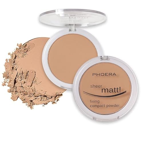 2 Pack PHOERA Matte Face Powder, Control Oil Brighten Skin Color Cover Blemish Makeup Face Setting Setting Powder Foundation¡£(204- Buff Beige)