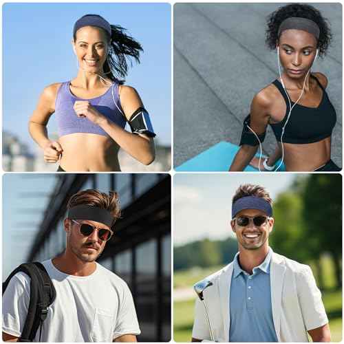 8 Pack Sport Headbands for Women, Elastic Soft Fabric Non-Slip Hair Bands Hair Warp for Daily Workout Yoga Running Sports