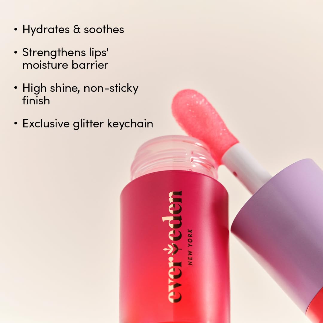 Evereden Kids Tinted Non Toxic Lip Gloss: Sheer Red - Non Toxic Kids Makeup - Vegan Clean Makeup for Kids - Soothing & Hydrating Kid Lip Gloss - Cherry, Peach, & Cranberry Oils Girls Makeup