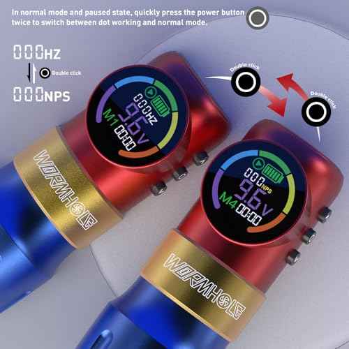 Wormhole Tattoo Gun Tattoo Kit Wireless Tattoo Machine ? Digital LED Display, 1500mAh Battery, 3 Modes (Normal/Jump-Start/Dot Work), Includes 20Pcs Tattoo Needles, Tattoo Pen for Lining & Shading