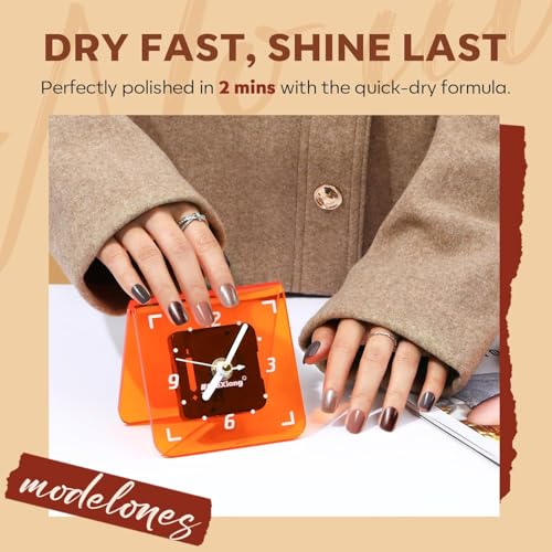 Modelones Fall Nail Polish Set with 6 Colors - Orange Brown Variation