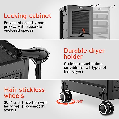 TASALON Lockable Salon Trolley Cart with 6 Drawers & Wheels