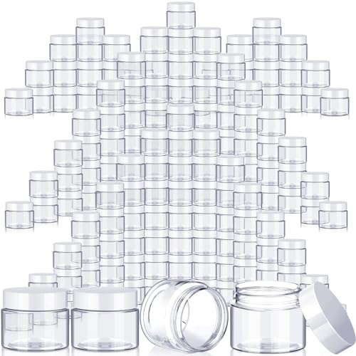 100 Pcs 2oz Plastic Jars with Lids - Clear Wide Mouth Containers