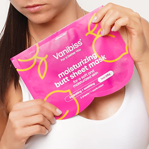 Vanibiss Moisturizing Butt Mask for Women - Hydrating & Soothing Sheet Mask for Your Bum - Collagen Skincare for Buttocks (2 Sheets - Single Use)