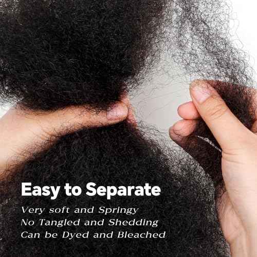 Afro Kinkys Bulk Human Hair, 16 Inch 50G/Pack Soft 4C Afro Kinky-Curly Human Hair Bulk for Twist Dreadlocks Extensions Repair Locs Natural Black 1 Pack (1B, 16 inch)