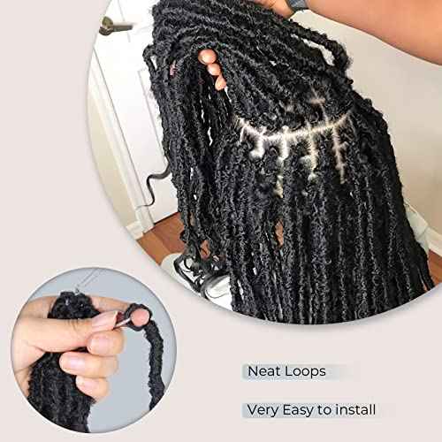 Niseyo Wild Locs 24 Inch Distressed New Faux Locs with Curly Ends 8 Packs Long Soft Pre-looped Goddess Crochet Hair (1B, Natural Black)