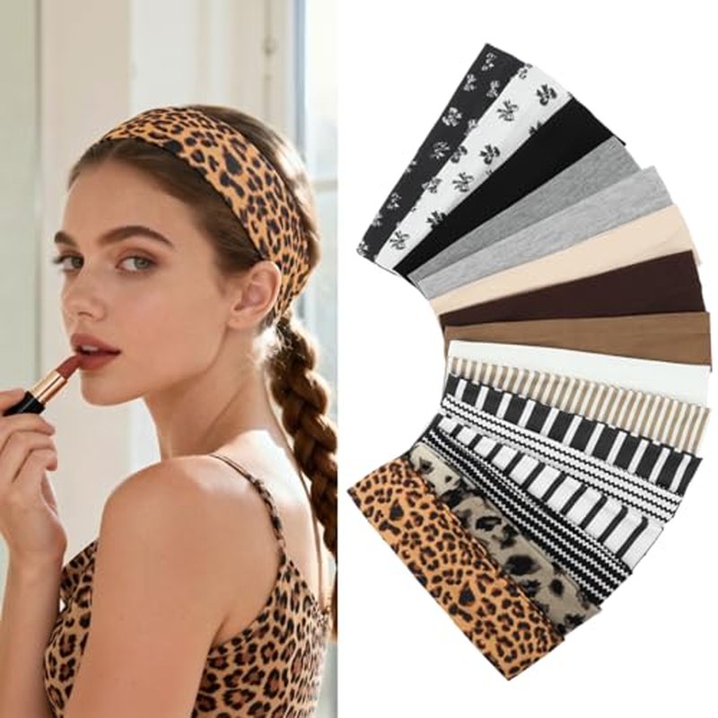 16 Pack Women's Elastic Headbands - Floral & Striped