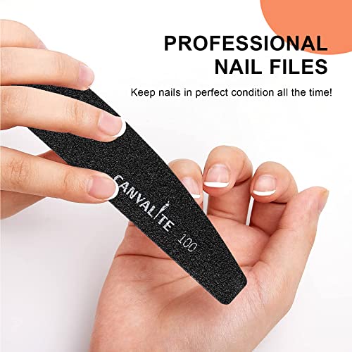 Canvalite 40 PCS Nail File 100/180 Grit Peel and Stick Nail Files Replaceable Emery Boards Reusable Nail File for Acrylic Nails Professional for DIY Salon Use