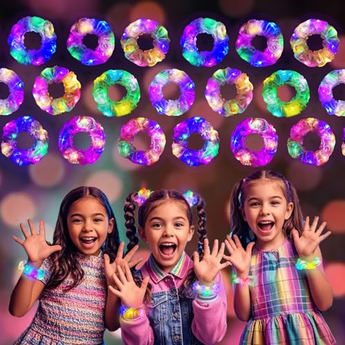 Light Up Mermaid Scrunchies - 18 Pcs Glow in the Dark Hair Accessories