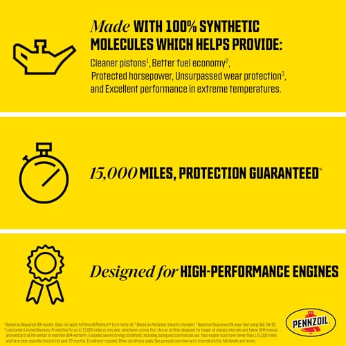 Pennzoil Platinum Full Synthetic 10W-30 Gasoline Engine Oil, 1 Quart