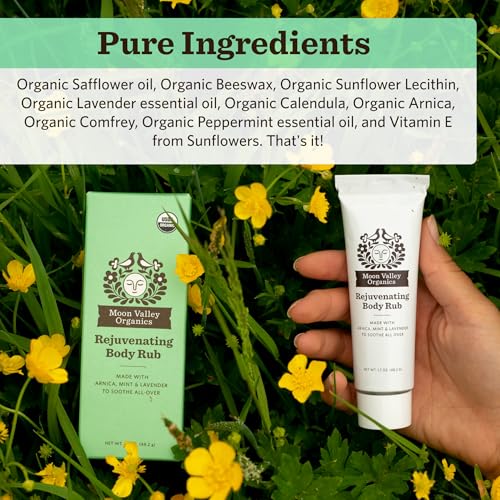 Moon Valley Organics Rejuvenating Body Rub from With Arnica, Mint, and Lavender - Salve For Soothing Sore Muscles - Moisturizing, Cooling Blend Designed for Relaxation - For Kids and Adults