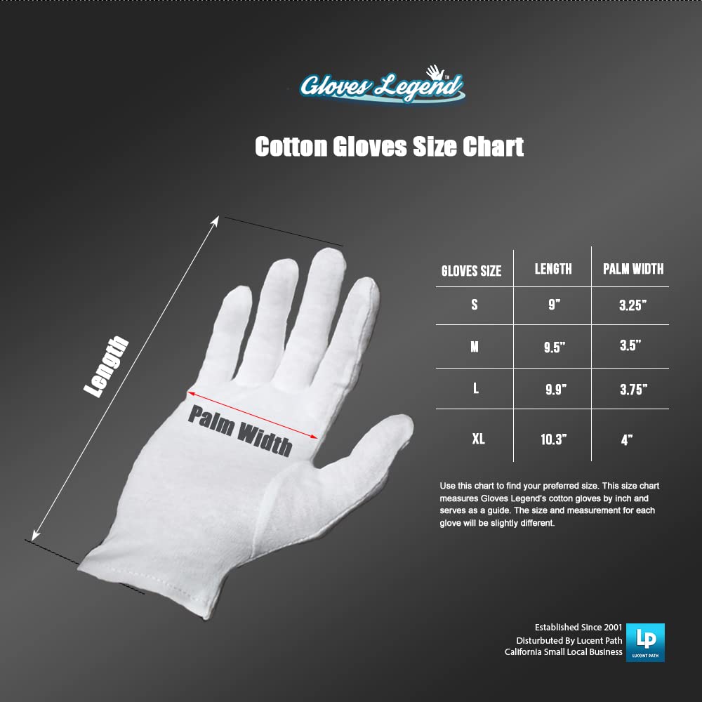 6 Pairs (12 Gloves) | Gloves Legend White Cotton Inspection Work Gloves | Coin Silver Art Handling | Cosplay Costume | Glove Liners | 100% Cotton | Women Size Small