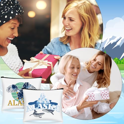 16 Pcs Alaska Cosmetic Bag Souvenir Gifts Makeup Bag Travel Vacation Zipper Pouch Purse for Women Birthday Trip Gifts Party Favors