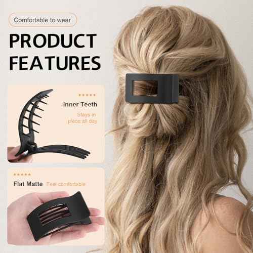 8 Pack French Flat Hair Clips for Women ? Large Matte No-Slip Claw clips for Thick & Thin Hair, Strong Hold Styling Barrettes Accessories (Neutral)