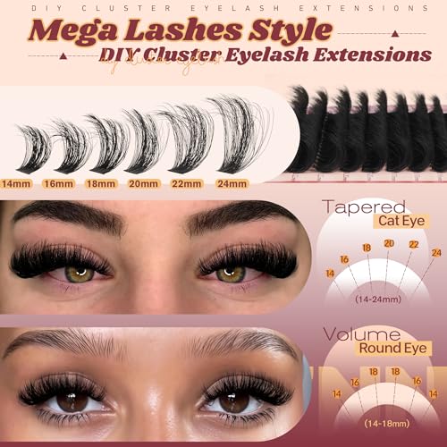 Fluffy Lash Clusters Kit 14-24mm 270D Volume Eyelash Extensions