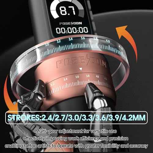 Poseidon Tattoo Gun Kit Wireless Machine Kit 7 Strokes Length with 2pcs 2300mAh Batteries Power Supply 11 Tattoo Ink 20 Pcs Tattoo Needle Cartridges for Beginner and Artist