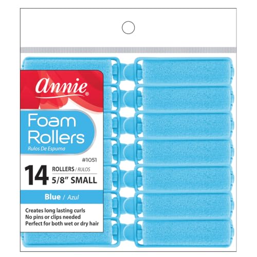 Blue Small Foam Hair Rollers 5/8 Inch for Heatless Curls, 14 Count