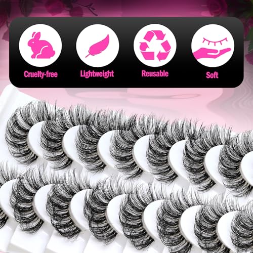 Veleasha Russian Strip Lashes D Curl 10 Pairs Pack