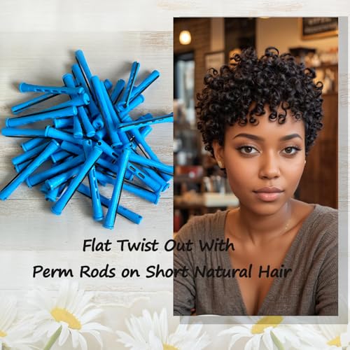 YOROSTAR 40pcs Blue Perm Rods Set for Natural Hair Curling