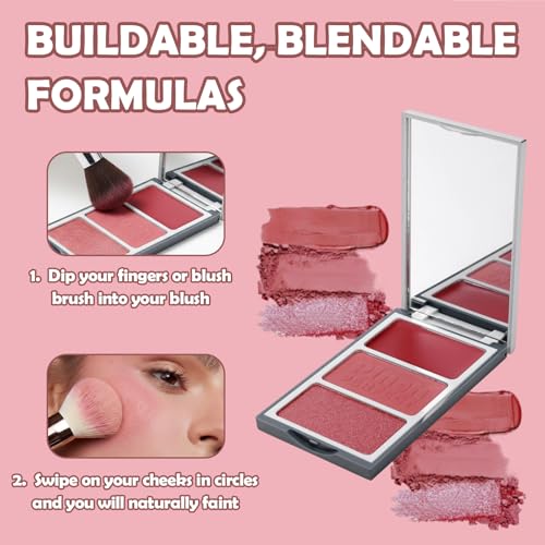 Buildable Blush Palette – Cream & Powder Trio, Vegan & Cruelty-Free