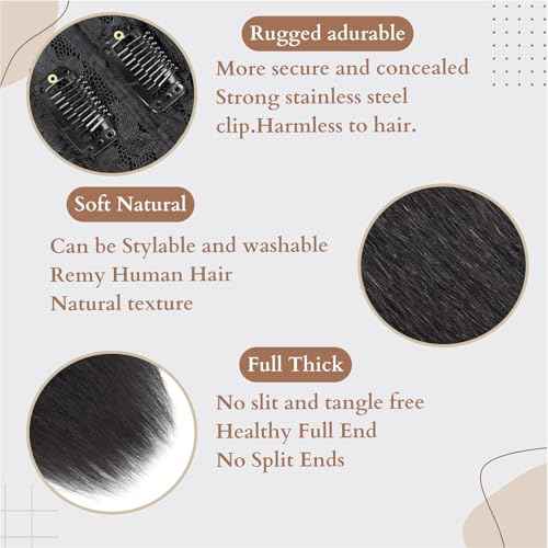 Kinky Straight Clip ins Human Hair Double Weft 8Pcs 120G 4c Yaki Straight Clip Ins Hair Extensions Full Head Brazilian Remy Hair for Women Natural Black(18inch)