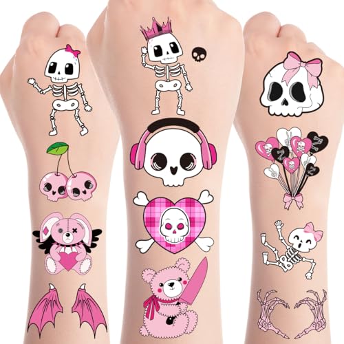 Bad Two the Bone Temporary Tattoo Stickers - 6 Pack Skull