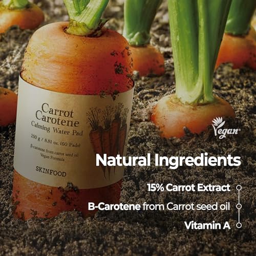 SKINFOOD Carrot Carotene Calming Water Pad and Daily Mask, Deep Hydrating, Soothing, Moisturizing for Sensitive Skin, Carrot Pad(60pads)&Carrot Daily Mask(30sheets)