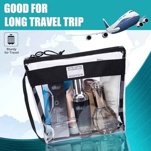 Rough Enough Clear Toiletry Bag Makeup Organizer Cosmetic Pouch with Zipper Handle for Travel Beach Essentials Storage