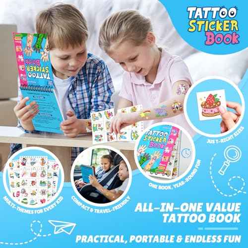 Partywind 192 Styles Glow & Glitter Temporary Tattoos Book for Kids, 16 Themes Kid Temporary Tattoos for Party Favors Classroom Prizes,Tattoos for Kids Birthday Supplies Goodie Bags Stuffer