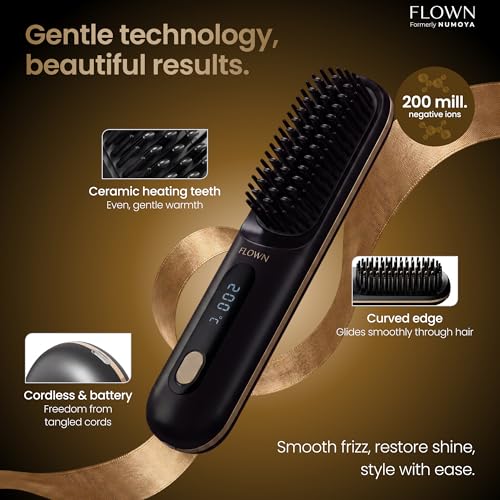 FLOWN Go Brush MAX - Cordless Ionic Hair Straightener Brush